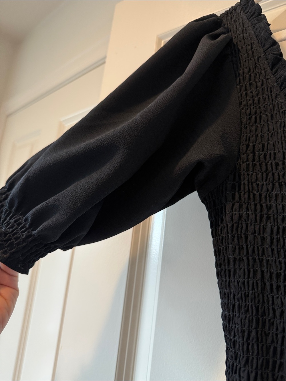 Hill House Black Maxi Dress with Smocked Bodice and Puff Sleeves - Picture 4 of 9